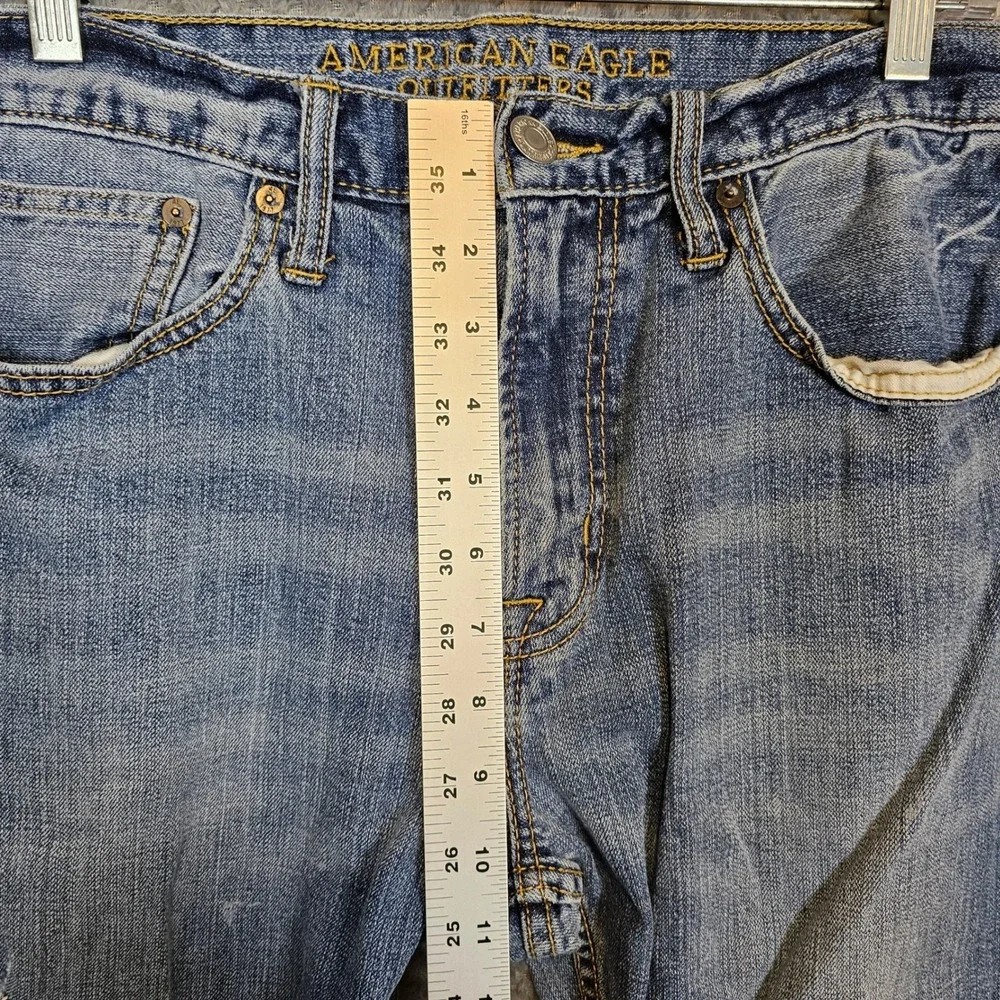 American Eagle Relaxed Straight Jeans Men 32x34 Blue Core Flex Medium Wash Denim